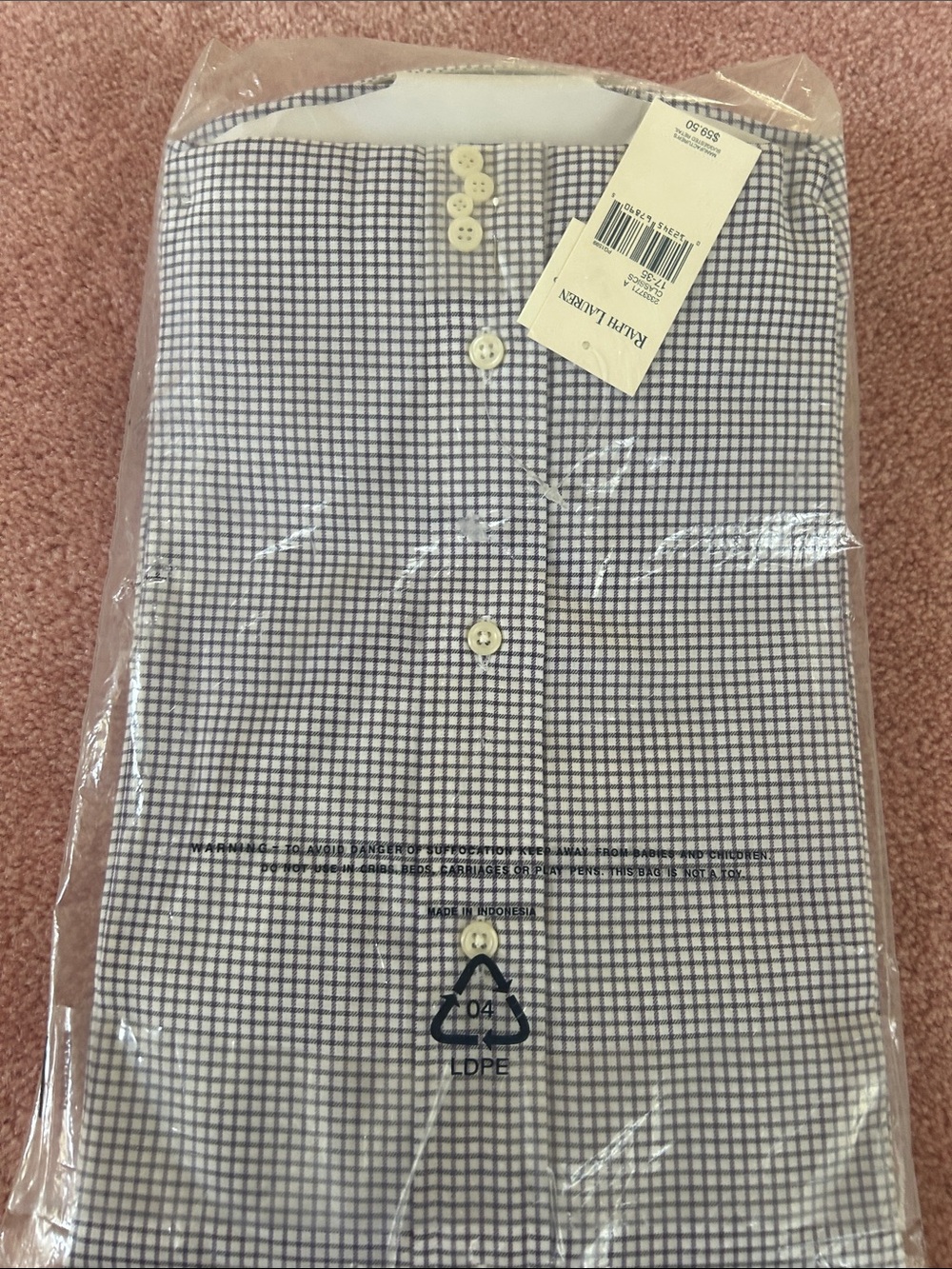 Ralph Lauren Navy and White Gingham Button-Down Shirt - Picture 4 of 5